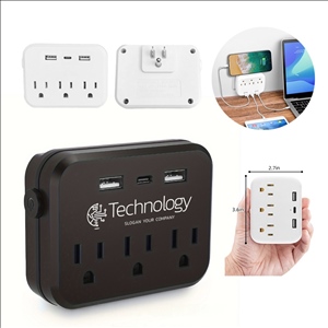 Compact 6-in-1 Power Strip with 3 AC Outlets and 3 USB Ports